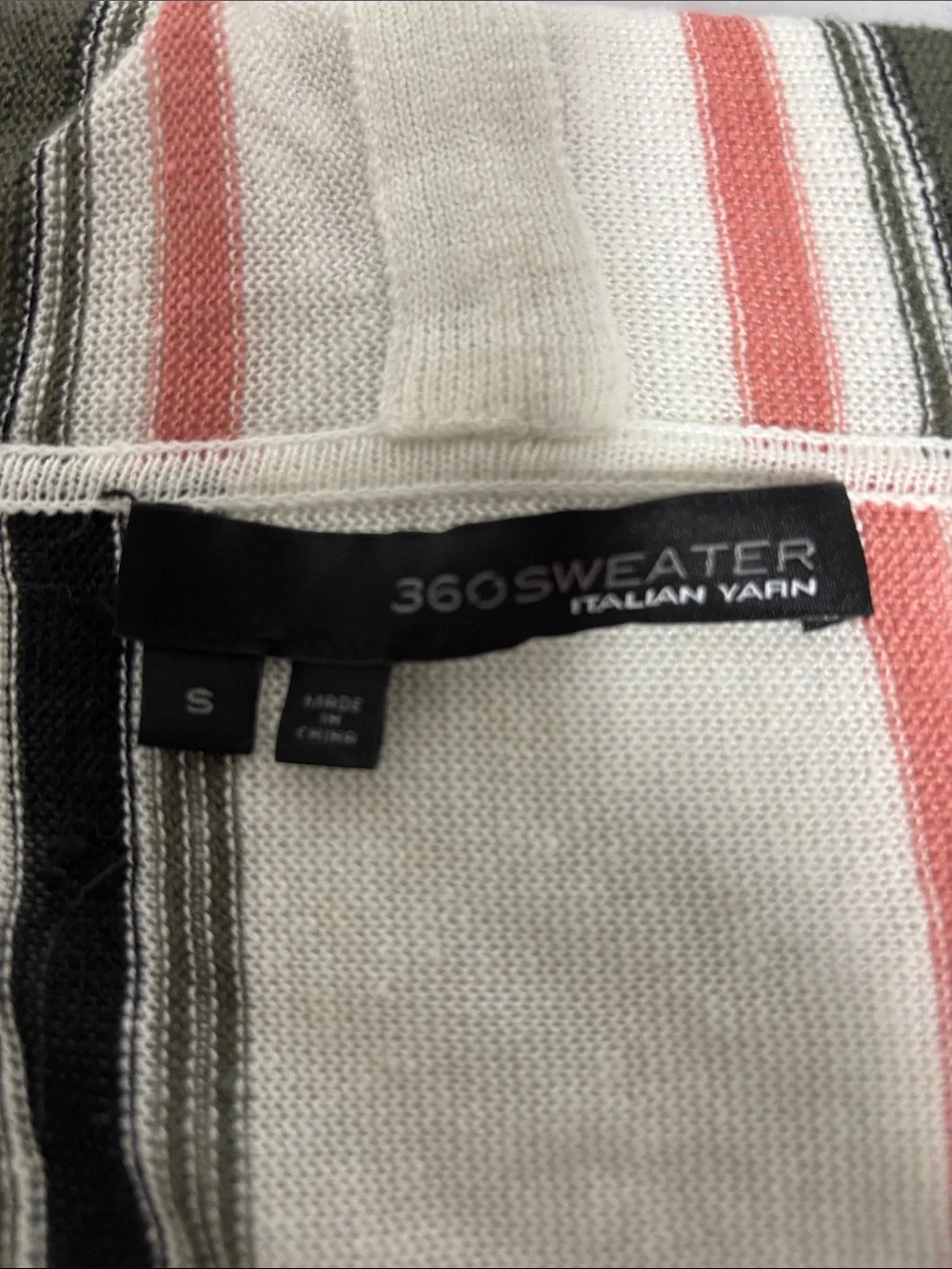 360 Sweater 100% Linen Striped Baja Hoodie Pullover Women’s S